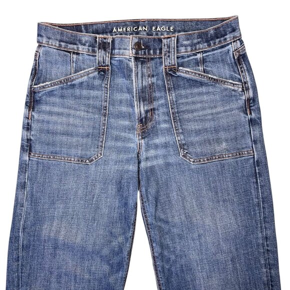 American Eagle Stovepipe Jeans High Rise Stretch Denim Blue Size 8 - Picture 2 of 9